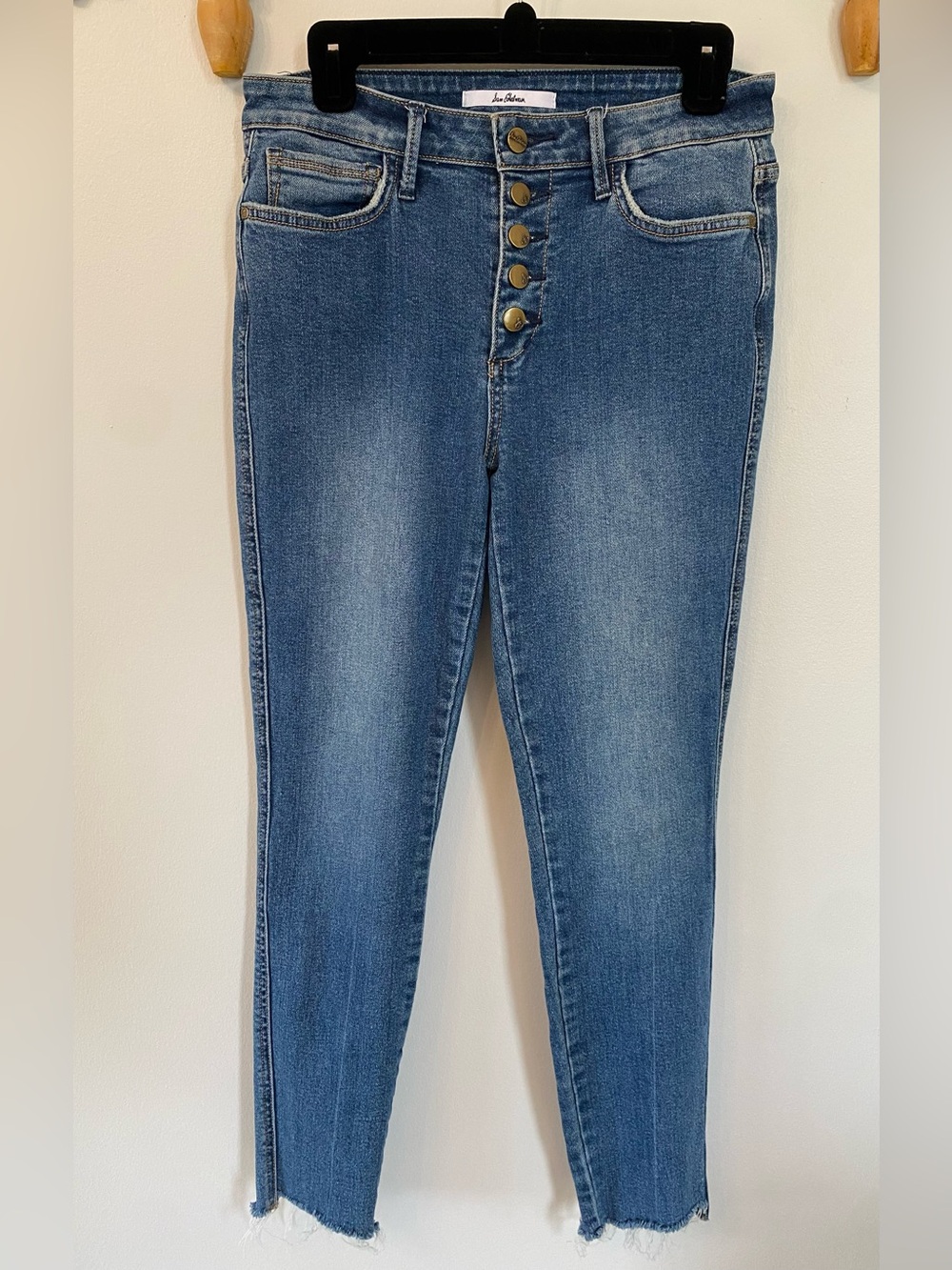 Sam Edelman Medium Wash High-Rise Skinny Jeans with Button Fly